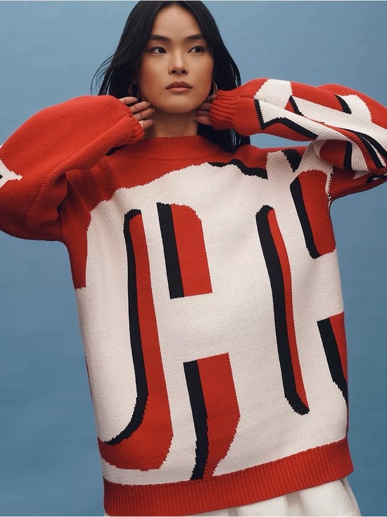Anthropologie Sweaters - Maeve Oversized Graphic Monogram Sweater